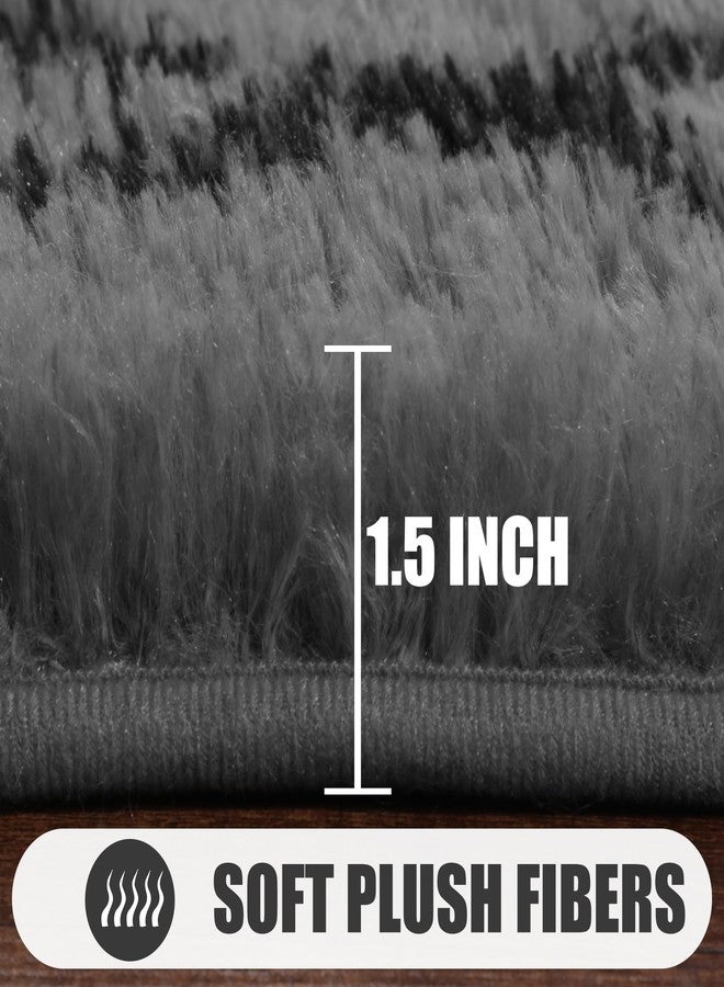 ONASAR Rug for Living Room Bedroom Washable Large Fluffy Grey and Black Geometric Soft Plush Shaggy Fluffy Rug for Kids Room Girls Boys Teens Dorm Office - Image 5