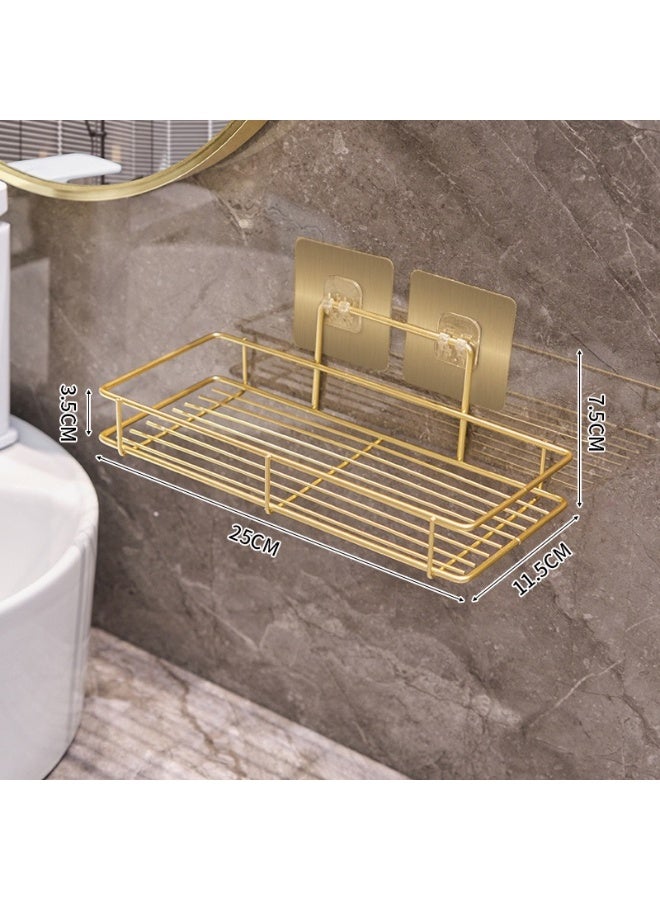 Bathroom toilet wall rack light luxury punch-free wash basin storage toiletries gold shelf bathroom wall hanging 25×11.5×3.5cm - Image 4