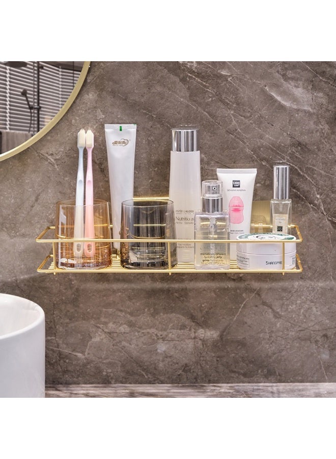 Bathroom toilet wall rack light luxury punch-free wash basin storage toiletries gold shelf bathroom wall hanging 25×11.5×3.5cm - Image 3