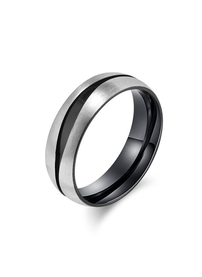 yongsheng Titanium Wedding Band, Classical Black Ring Plain Wedding Band，Ring two tones black for men or women Ring, Wedding Band,Silver/black  - Image 1