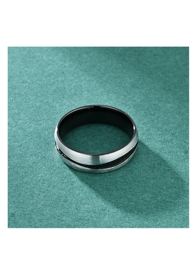 yongsheng Titanium Wedding Band, Classical Black Ring Plain Wedding Band，Ring two tones black for men or women Ring, Wedding Band,Silver/black  - Image 2
