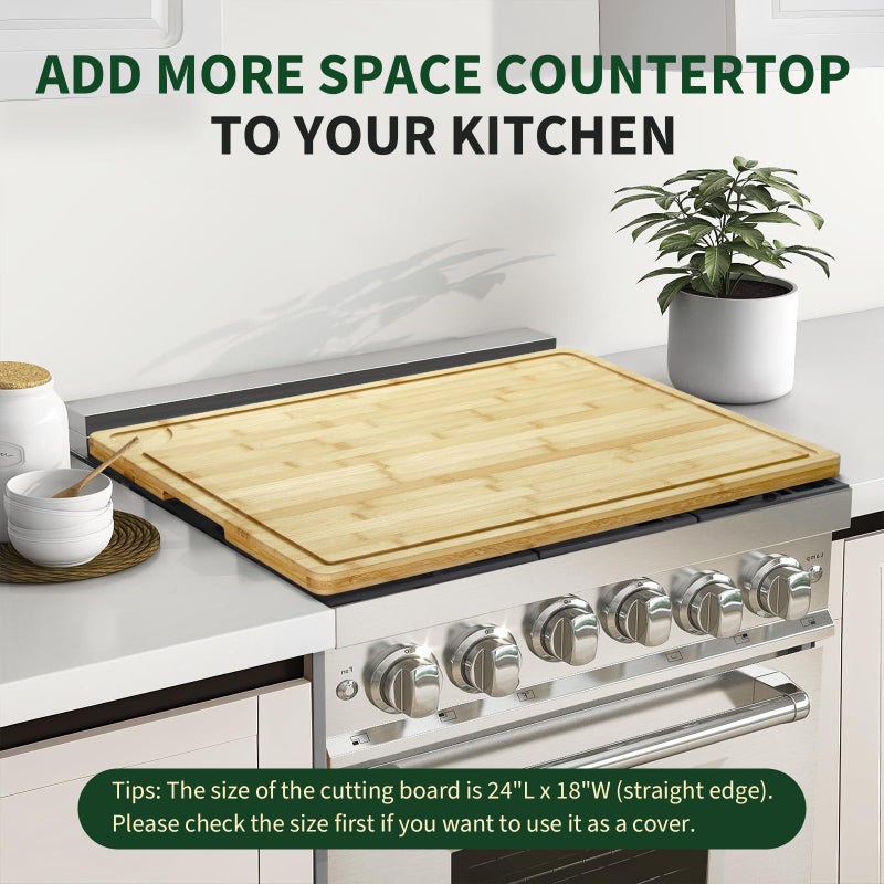 PeacefulHues 24"X18" Bamboo Cutting Boards for Kitchen, Extra Large Wood Cutting Board with Deep Juice Groove & Handle - Image 4