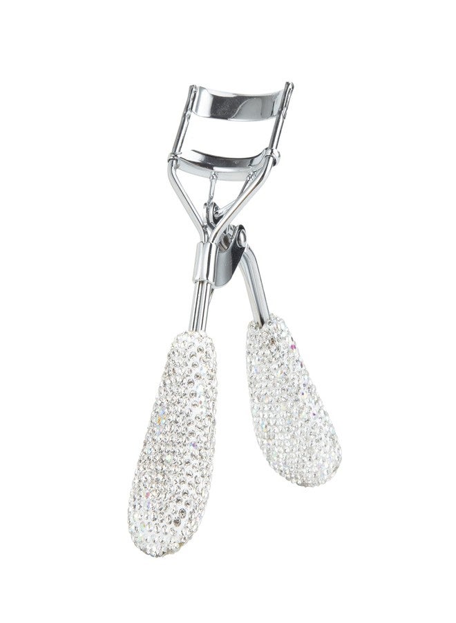 KEYPOWER Bling Rhinestone Eyelash Curlers Stainless Steel Natural and Long Lasting Eyelash Fit for All Eye Shape Curved Lash Curler (White) - Image 1