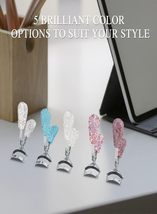 KEYPOWER Bling Rhinestone Eyelash Curlers Stainless Steel Natural and Long Lasting Eyelash Fit for All Eye Shape Curved Lash Curler (White) - Image 4
