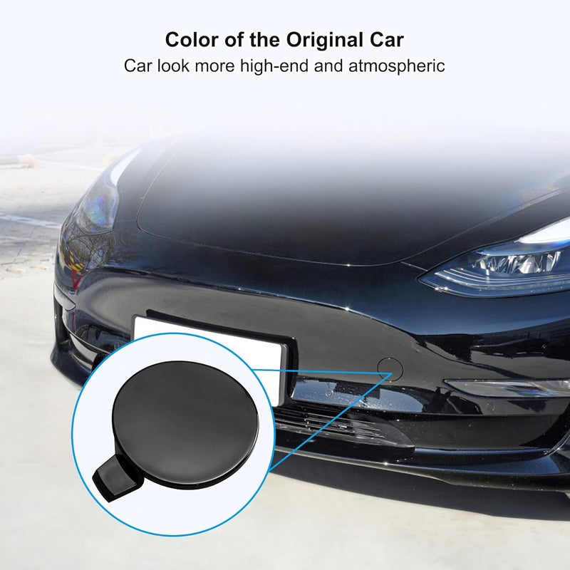 TIKSCIENCE Front Tow Hook Cover for Tesla Model 3 2017-2023 Black Front Bumper Tow Hook Cover Cap - Image 2