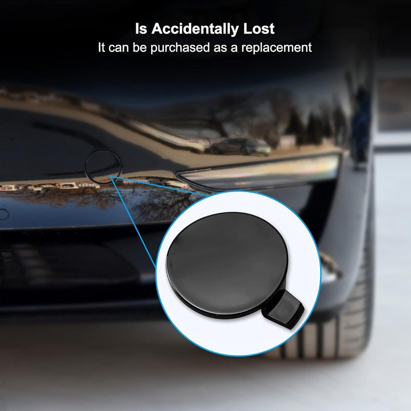 TIKSCIENCE Front Tow Hook Cover for Tesla Model 3 2017-2023 Black Front Bumper Tow Hook Cover Cap - Image 3