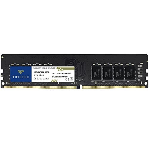 Timetec 16GB DDR4 3200MHz (or 2933MHz or 2666MHz) PC4-25600 Non-XMP CL22 1.2V Non-ECC Unbuffered 2Rx8 Dual Rank 288 Pin UDIMM Desktop PC Computer Memory RAM Module Upgrade (16GB) - Image 1