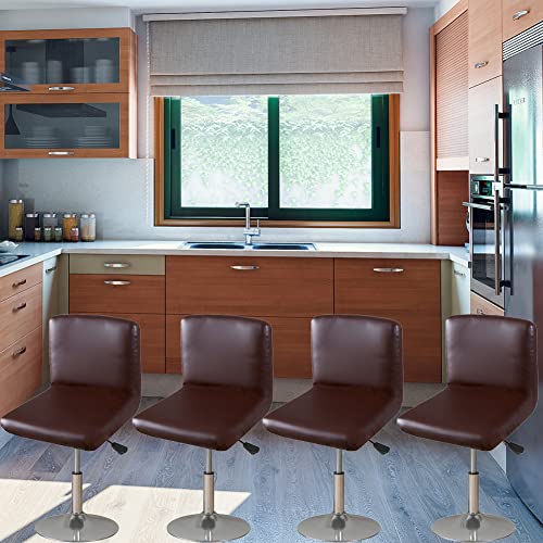 HFCNMY Bar Stool Chair Covers, 4 Pack Stretch Waterproof PU Bar Stool Covers with Backs Washable Bar Chair Covers Swivel Barstool Covers Slipcovers with Back for Low Short Back Chair Coffee - Image 2