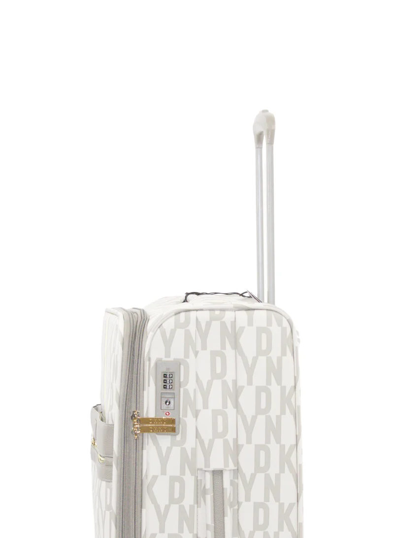 DKNY DKNY Signature Strip 2.0 SoftSide Luggage on Wheels for Unisex | Ultra Lightweight ABS on with Spinner Double Wheels 4 Color GREIGE/YELLOW