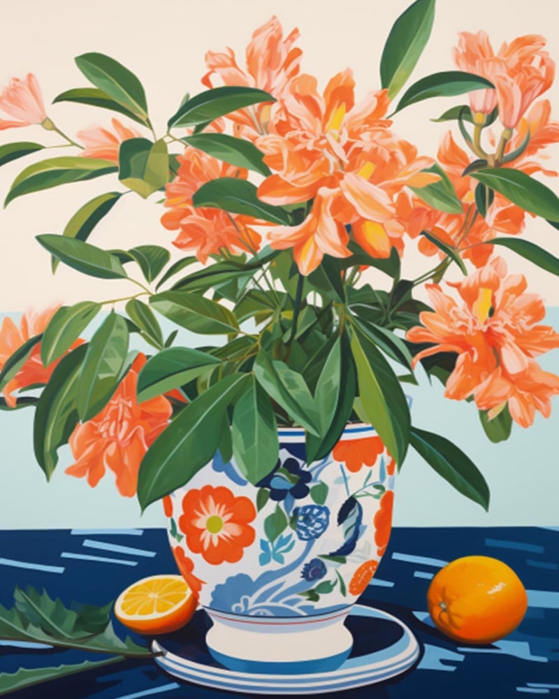 Tucocoo Orange Flowers in a Floral Pot Paint by Numbers Kits 16x20 inch Canvas DIY Oil Painting for Kids Students Adults Beginner with Brushes Acrylic Pigment NeoPop Style PaintingWithout Frame - Image 4