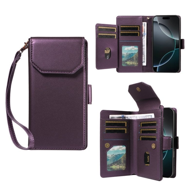 Cross-border Applicable iphone16 Multi-card Wallet Leather Case 15pro Wallet Phone Case 14pro Max Protective Case - Image 5