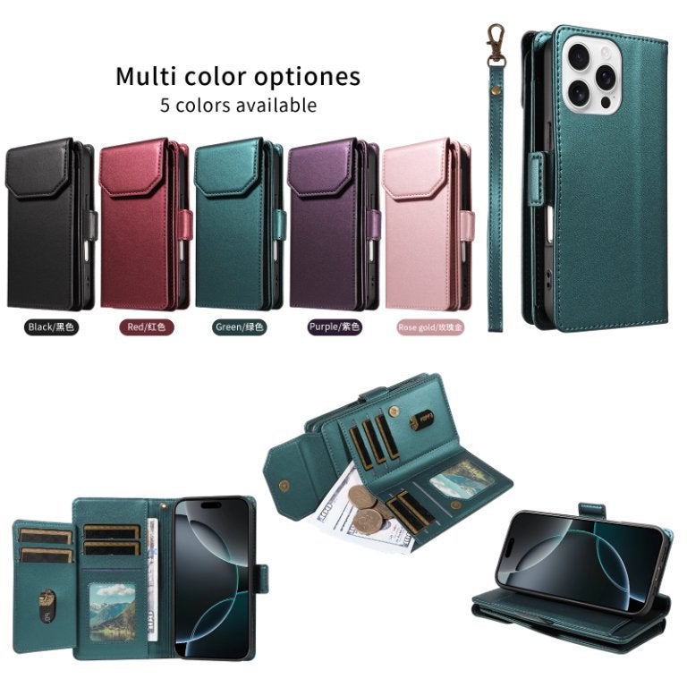 Cross-border Applicable iphone16 Multi-card Wallet Leather Case 15pro Wallet Phone Case 14pro Max Protective Case - Image 2