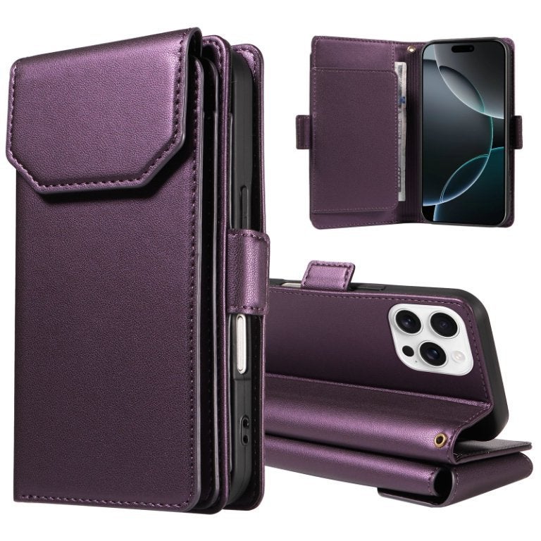 Cross-border Applicable iphone16 Multi-card Wallet Leather Case 15pro Wallet Phone Case 14pro Max Protective Case - Image 4