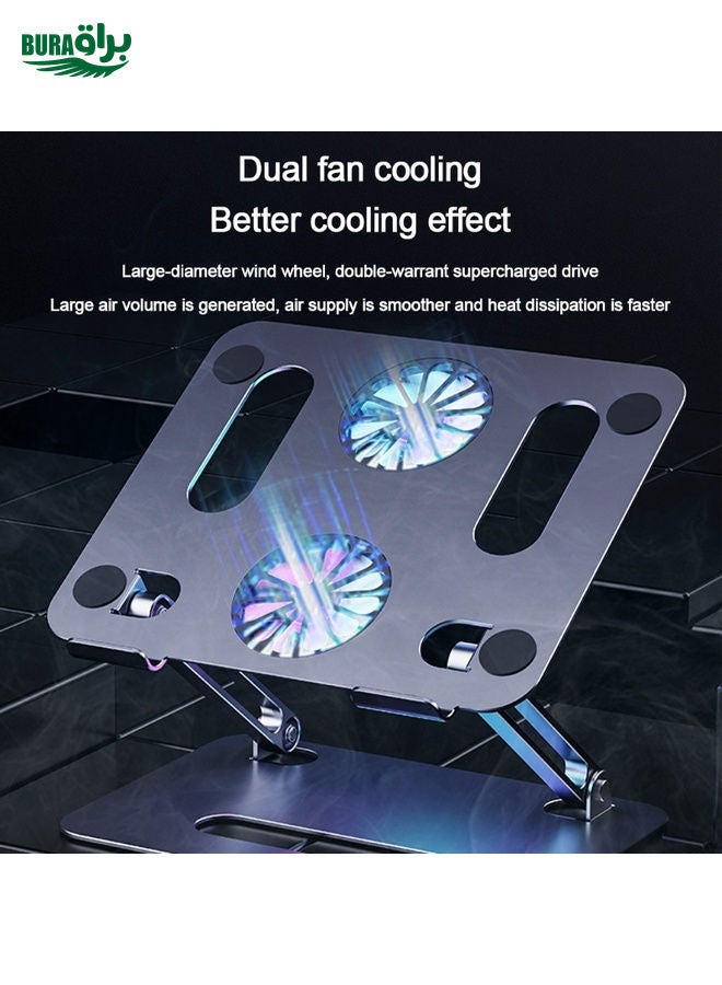 BURAQ BONERUY P43F Aluminum Alloy Folding Computer Stand Notebook Cooling Stand, Colour: Silver with Type-C Cable  - Image 5
