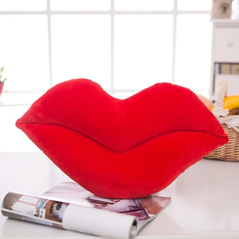 Levinis Red Lip Shape Throw Pillows Soft Velvet Decorative Reversible Pillow Cushion for Bed Couch Office 23.6 x 13.6 Inch - Image 2