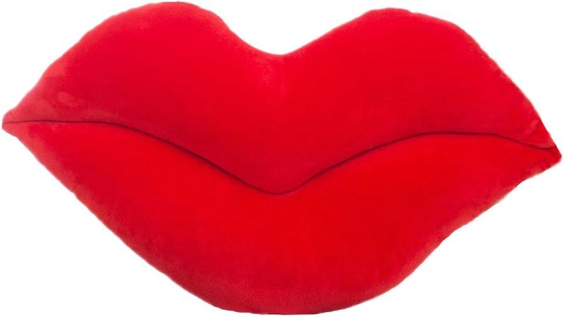 Levinis Red Lip Shape Throw Pillows Soft Velvet Decorative Reversible Pillow Cushion for Bed Couch Office 23.6 x 13.6 Inch - Image 1