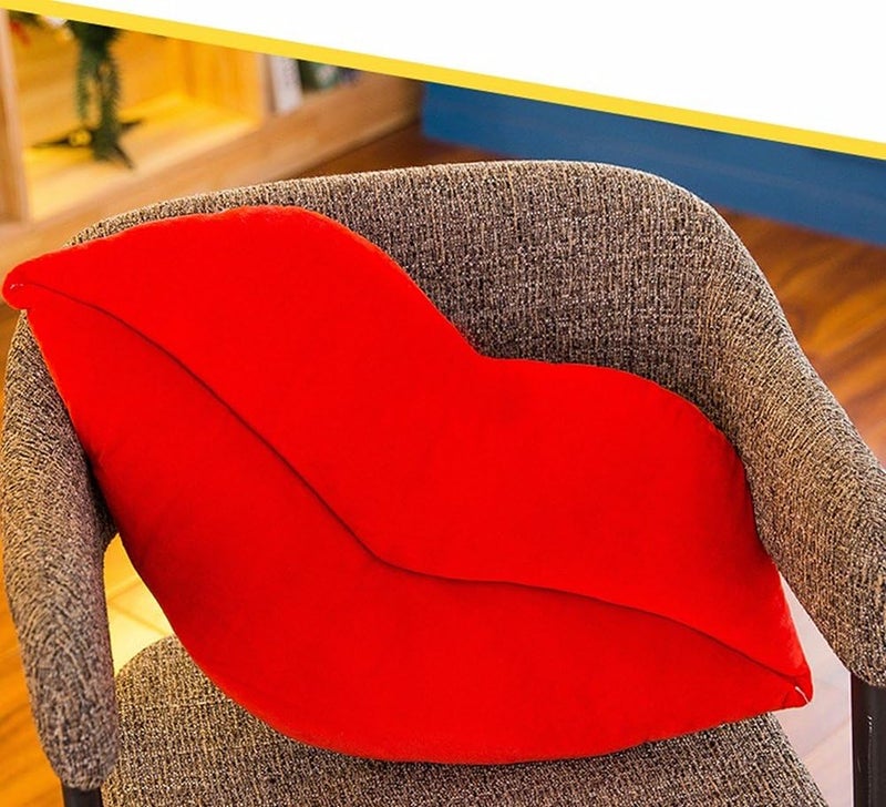 Levinis Red Lip Shape Throw Pillows Soft Velvet Decorative Reversible Pillow Cushion for Bed Couch Office 23.6 x 13.6 Inch - Image 5