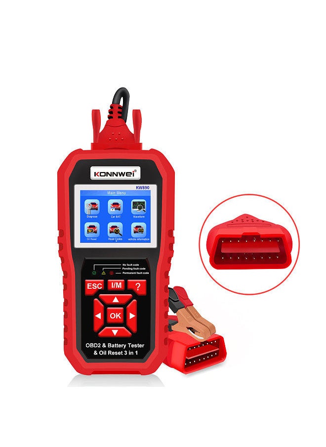 Konnwei - KONNWEI KW890 Professional OBDII Scanner Auto Code Reader Car Scanner+Battery Tester+Special Oil Reset Function Scan Tool for OBD II Cars After 1996(Original) - Image 1