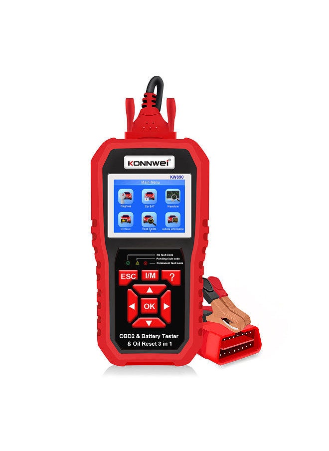 Konnwei - KONNWEI KW890 Professional OBDII Scanner Auto Code Reader Car Scanner+Battery Tester+Special Oil Reset Function Scan Tool for OBD II Cars After 1996(Original) - Image 1