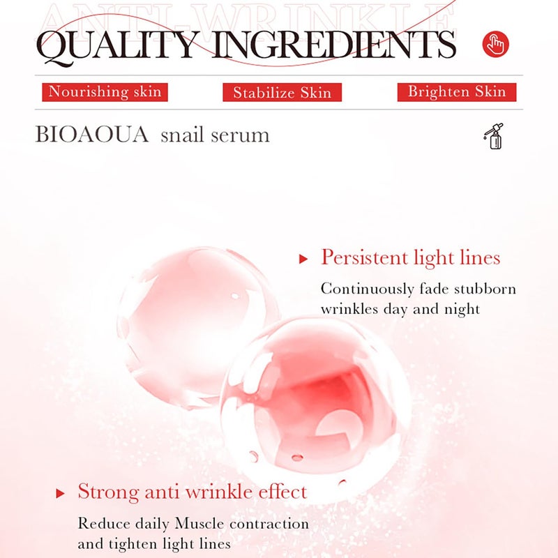 BIOAQUA Snail Essence Facial Serum Collagen Protein Nourishing Skin Anti-Wrinkles Moisturizing Smooth Face Skin Care 30ml / 1fl.oz - Image 5
