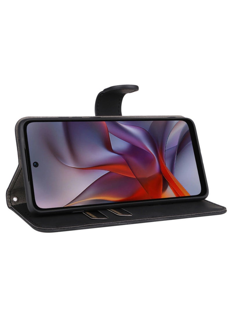 CoomBe Leather Case for MOTO Edge 60 Fusion, Magnetic Wallet Flip Cover Balck - Image 4