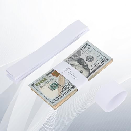 NUCOUN Currency Band Bundles,Self-Adhesive,Money Bands for Cash,Bills Currency Straps,Organizer Dollar,Blank White Pack of 150 - Image 5