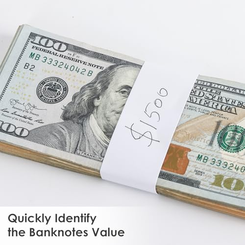 NUCOUN Currency Band Bundles,Self-Adhesive,Money Bands for Cash,Bills Currency Straps,Organizer Dollar,Blank White Pack of 150 - Image 3