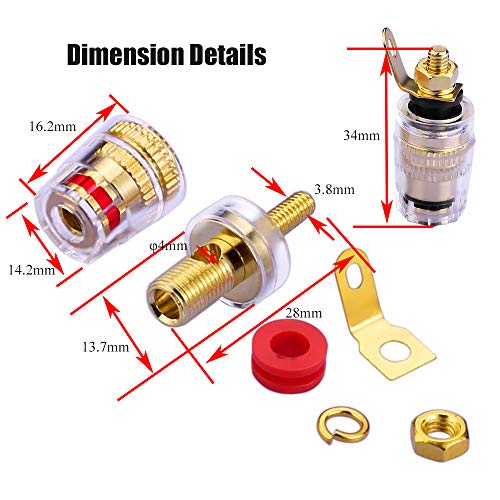 Eightnoo 4mm Banana Plug Socket Connector Binding Post for Amplifier Speaker Terminal In-Wall Plate (8-Pack) - Image 2