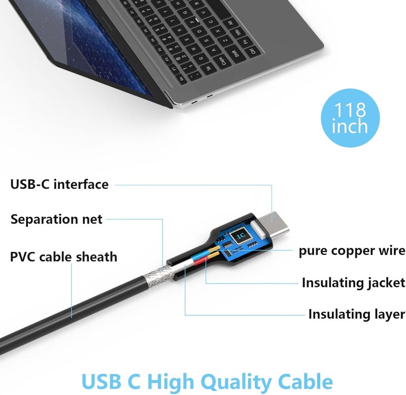 شاحن عالمي بقدرة 65 واط من نوع C لـ Chromebook من : متوافق مع HP Dell Acer Asus Google Samsung Huawei شاحن USB C سريع ومحول طاقة بديل - Image 3