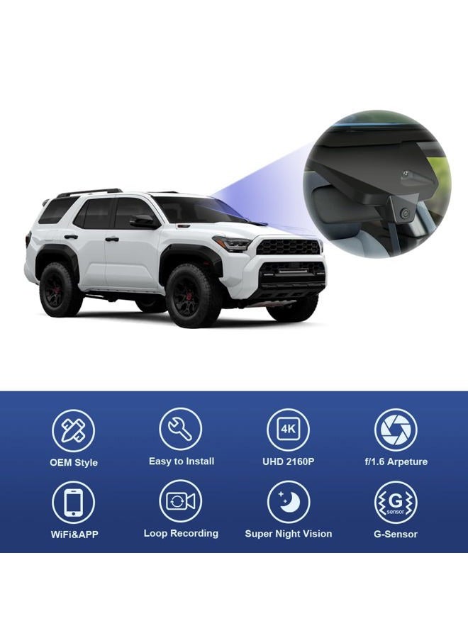 FITCAMX كاميرا داش فيت كام إكس 4K مناسبة لتويوتا 4Runner 2025-2026 وهجين (HD2-35030)، مظهر مصنع أصلي، فيديو UHD 2160P، واي فاي مدمج وتطبيق، تسجيل متكرر، حساس G، رؤية ليلية، توصيل وتشغيل، بطاقة 64GB - Image 3