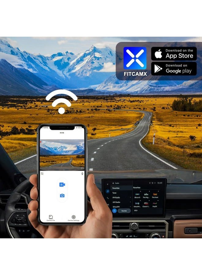 FITCAMX كاميرا داش فيت كام إكس 4K مناسبة لتويوتا 4Runner 2025-2026 وهجين (HD2-35030)، مظهر مصنع أصلي، فيديو UHD 2160P، واي فاي مدمج وتطبيق، تسجيل متكرر، حساس G، رؤية ليلية، توصيل وتشغيل، بطاقة 64GB - Image 4