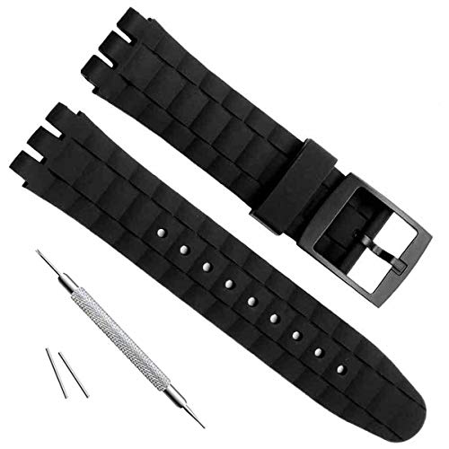 OliBoPo 21mm Replacement Waterproof Silicone Rubber Watch Strap Watch Band (Black) - Image 1