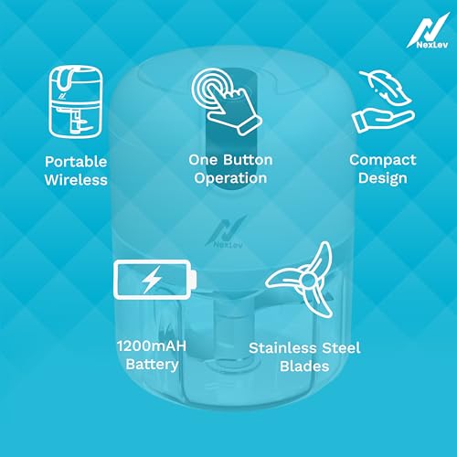 NexLev Mini Electric Chopper | 3D Stainless Steel Blade | Food Grade Bowl | For Mincing Garlic Ginger Onion Vegetable Meat Nuts | 250 ml | One Touch Operation | MC-01 - Image 5
