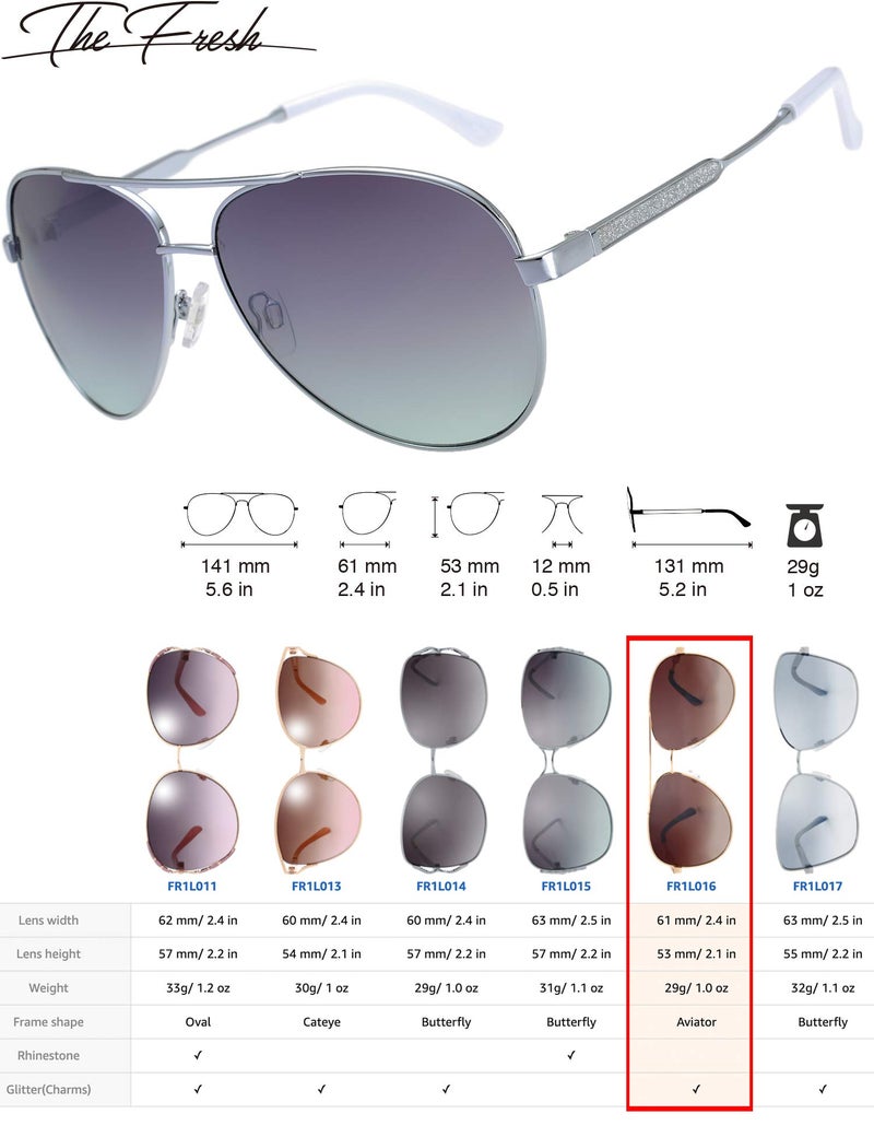 The Fresh Classic Crystal Elegant Women Beauty Design Sunglasses Gift Box (L165-Silver, Grey/Green) - Image 2