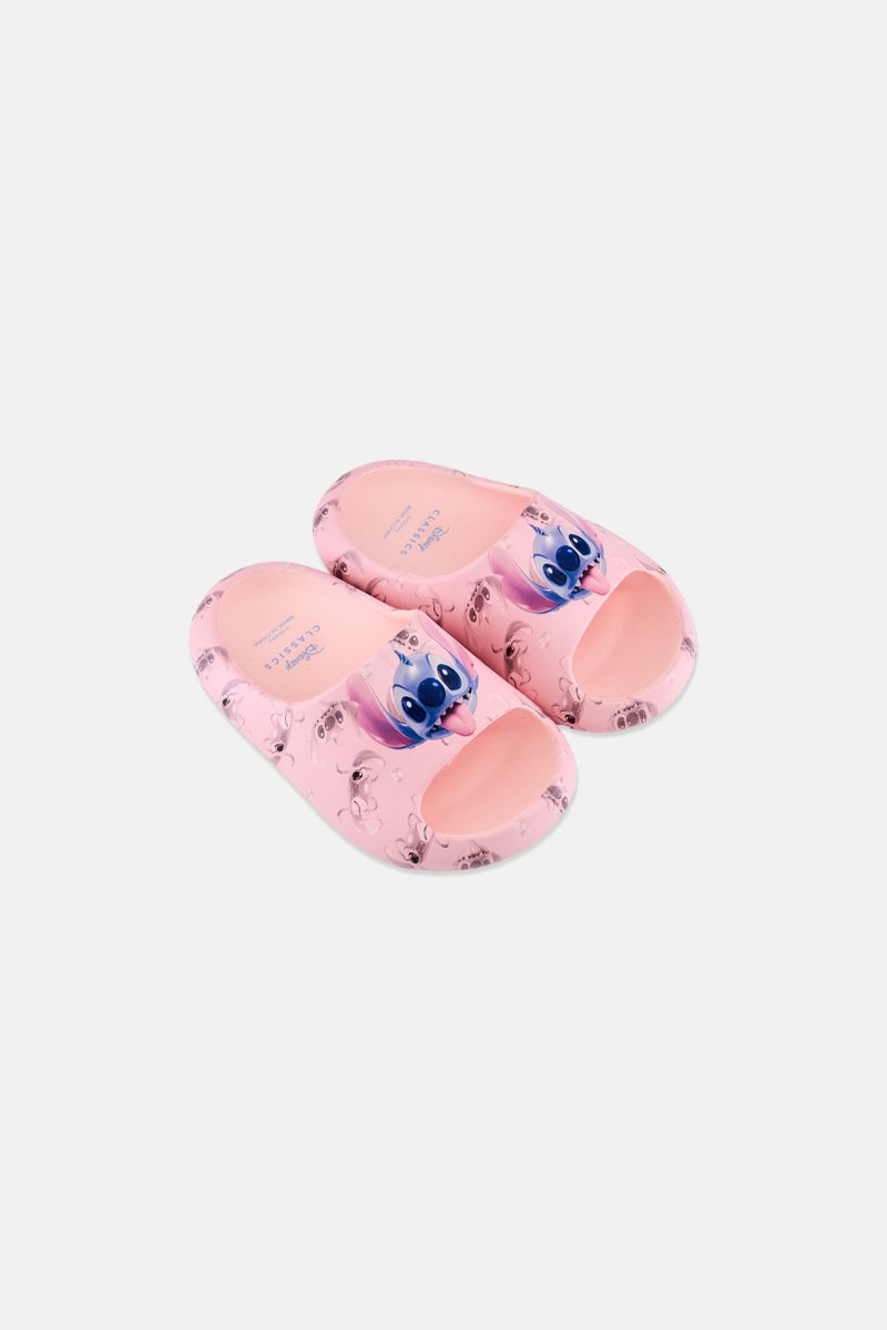 Disney Classics Toddlers Girl Stitch Slip On Slides, Pink - Image 4