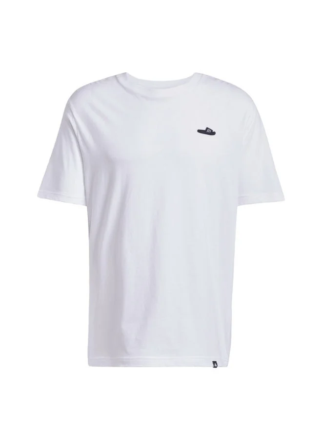 اديداس تيشيرت رجالي أبيض مطبوع بأكمام قصيرة