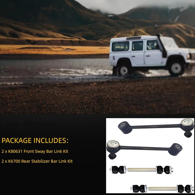 HHCM 4pc Front Rear Sway Bar Link Kit K80631 K6700 for Cadillac Escalade 02-06, Escalade ESV 03-06, Escalade EXT 02-06, Stabilizer Bar Links for Chevy Suburban 1500 00-06, for GMC Yukon, for Hummer H2 - Image 3
