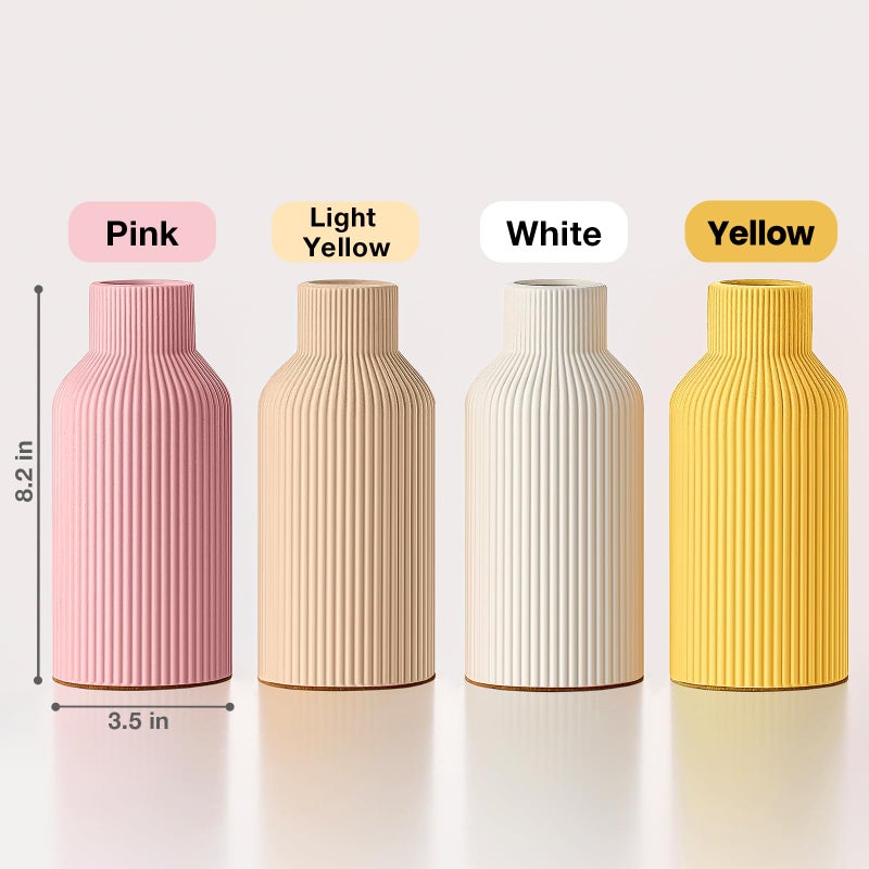 Mfacoy White Ceramic Flower Vase, Minimalist Decor, Modern Home Decorative Vase, Small Pampas Grass Vases For Kitchen, Bedroom, Office, Living Room, Bathroom, Shelf Centerpiece Table Decorations(8 in) - Image 4