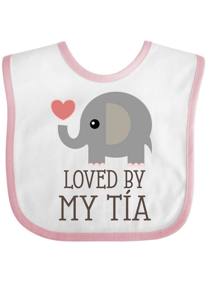 inktastic Tia Loves Me Baby Elephant Baby Bib White and Pink 2da8d - Image 1
