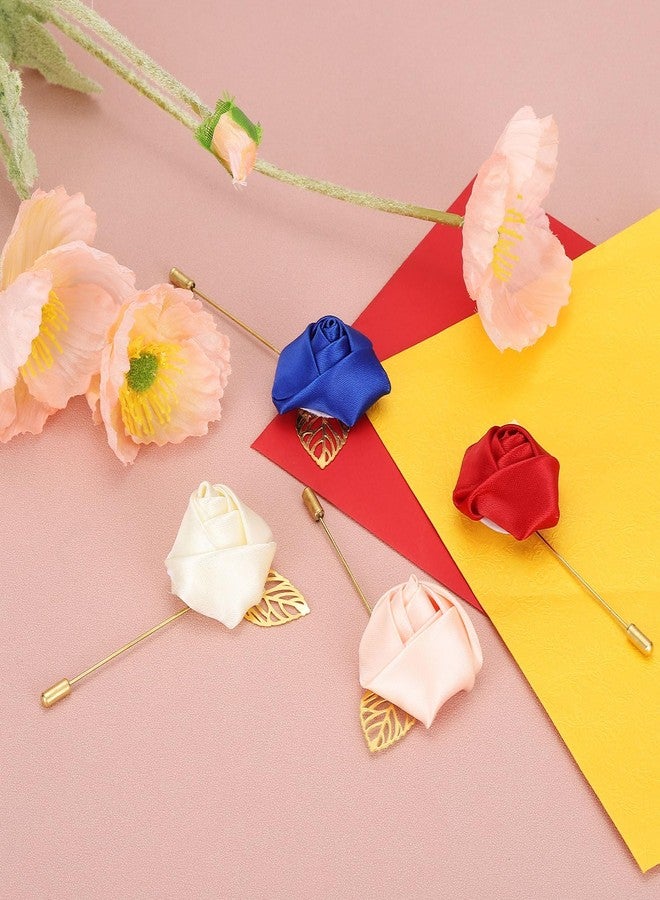 PATIKIL Rose Boutonnieres, 10 Pack Groom Wedding Boutonnieres Pocket Handmade Flower Lapel Pin Boutonnieres for Men Wedding Ceremony Party Prom, Red - Image 4
