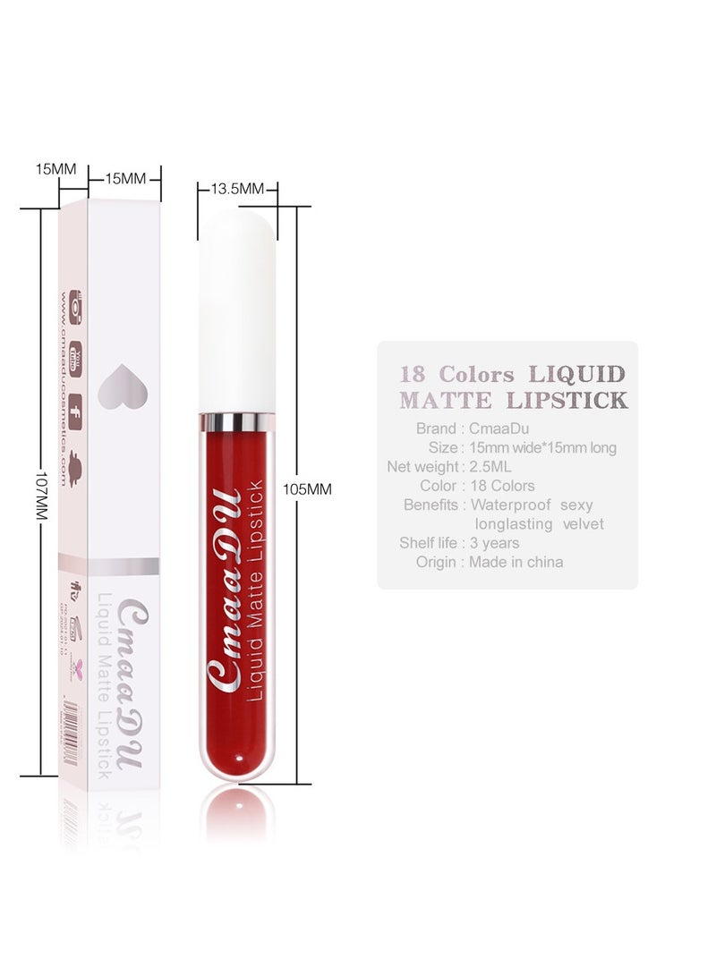 CmaaDu 1pc Liquid Lipstick Lip Gloss, Waterproof Nude Lipstick, Non Fade Long Lasting Color Matte, Natural Formula Hydrating Lip Liner Pens for Multiple Occasions, (Color Matte Lip Gloss_01) - Image 4