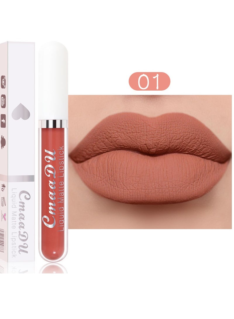 CmaaDu 1pc Liquid Lipstick Lip Gloss, Waterproof Nude Lipstick, Non Fade Long Lasting Color Matte, Natural Formula Hydrating Lip Liner Pens for Multiple Occasions, (Color Matte Lip Gloss_01) - Image 1