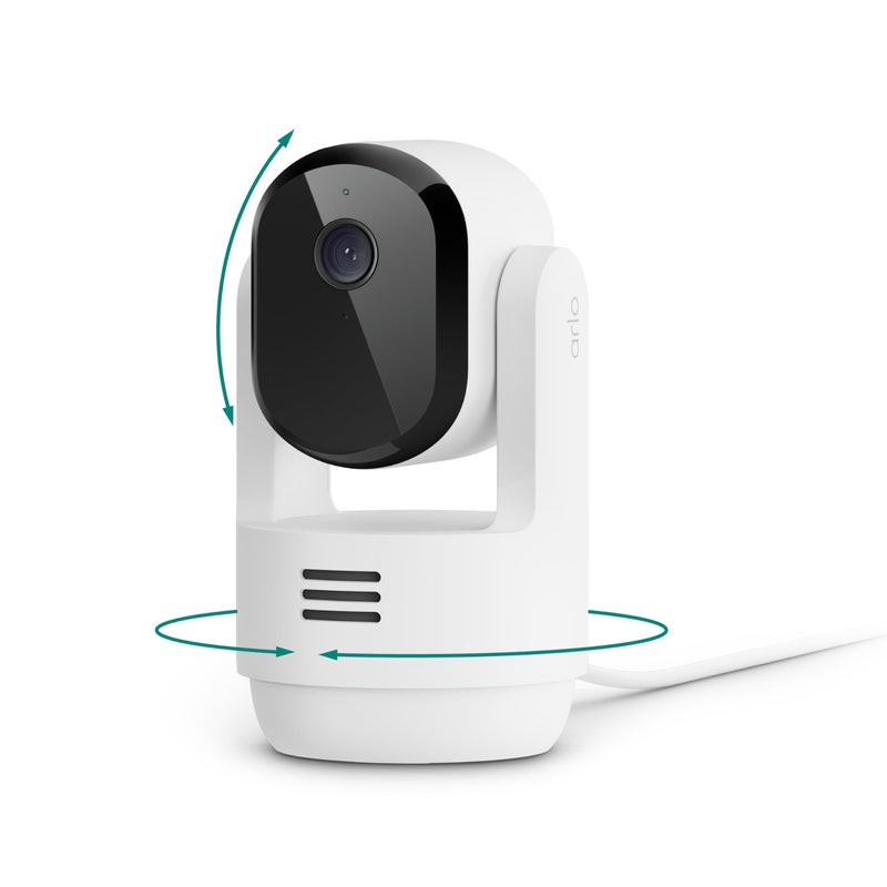 Arlo Essential Indoor Pan Tilt Security Camera 2K (2025 Release) - Wired Plug-in Power, Person Recognition, Animal Detection, Animated Preview, 1-Month Secure Plan, Auto Motion Tracking, 1 Cam, White - Image 1