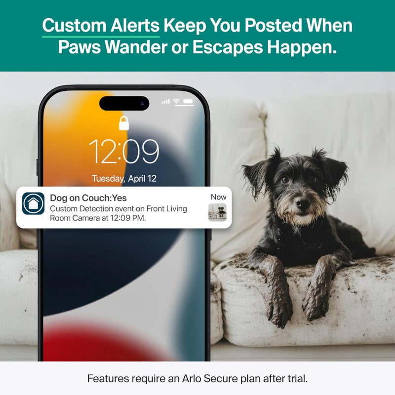 Arlo Essential Indoor Pan Tilt Security Camera 2K (2025 Release) - Wired Plug-in Power, Person Recognition, Animal Detection, Animated Preview, 1-Month Secure Plan, Auto Motion Tracking, 1 Cam, White - Image 2
