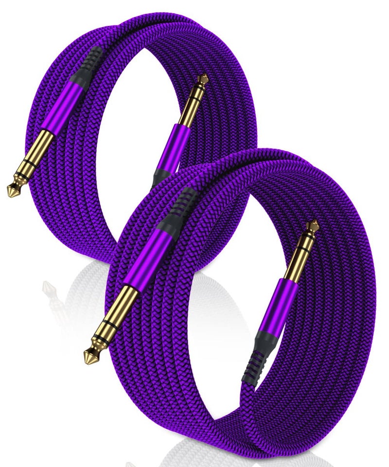 Elebase 1/4 Inch TRS Instrument Cable 10ft 2-Pack,Straight 6.35mm Male Jack Stereo Audio Interconnect Cord,6.35 mm Balanced Line for Electric Guitar,Bass,Keyboard,Mixer,Amplifier,Amp,Speaker,Equalizer - Image 1