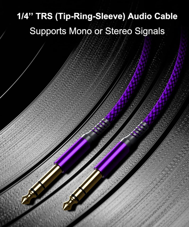 Elebase 1/4 Inch TRS Instrument Cable 10ft 2-Pack,Straight 6.35mm Male Jack Stereo Audio Interconnect Cord,6.35 mm Balanced Line for Electric Guitar,Bass,Keyboard,Mixer,Amplifier,Amp,Speaker,Equalizer - Image 5