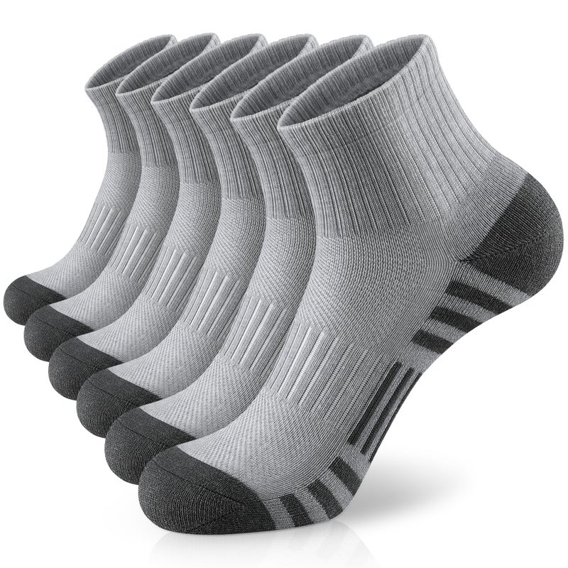 Airacker Athletic Quarter Socks with Cushion Running Ankle Socks for Men Women 6 Pairs - Image 2