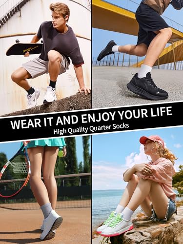 Airacker Athletic Quarter Socks with Cushion Running Ankle Socks for Men Women 6 Pairs - Image 3