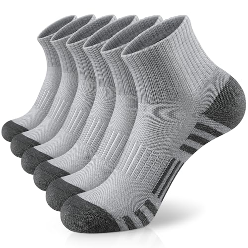 Airacker Athletic Quarter Socks with Cushion Running Ankle Socks for Men Women 6 Pairs - Image 1