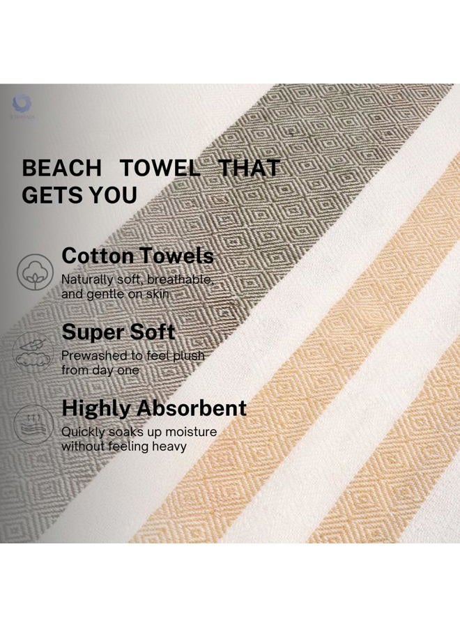 9Threads 100% Cotton Turkish Beach Towel with Towels Oversized 36"x72" Pool Absorbent Extra Large Quick Dry Sand Travel Towel (Sage & Sand, 4 Pack) - Image 3